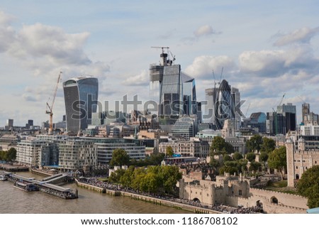 London City skyscrapers view.
