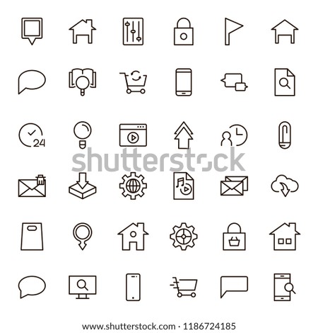 Website icon set. Collection of high quality outline site pictograms in modern flat style. Black internet symbol for web design and mobile app on white background. Web site design line logo.