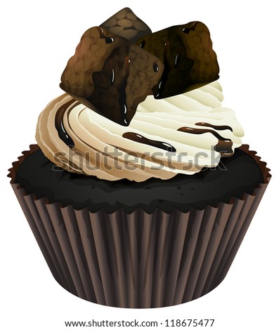 Illustration of an isolated cupcake on white background