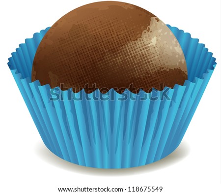 illustration of chocolates in blue cup on a white background