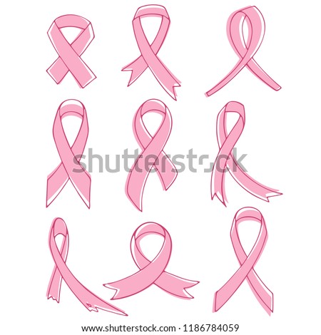 Set of pink awareness ribbons.