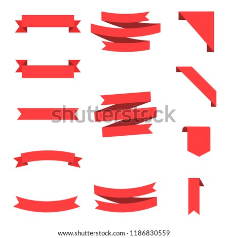 Flat vector ribbons banners flat isolated on white background, Illustration Set of ribbons. Ribbon vector.
