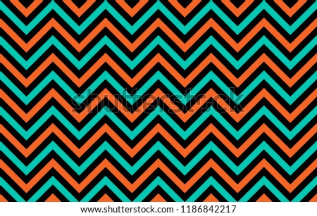 Eye-pleasing abstract chevron lines in orange, blue and black, graphic resource as abstract background, textile print, wallpaper and geometric inspiration