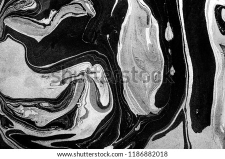 
Luxury black&white ART in Eastern style. Natural Pattern. The ancient art of Japanese marbling. Gouache painting- can be used as a trendy background.