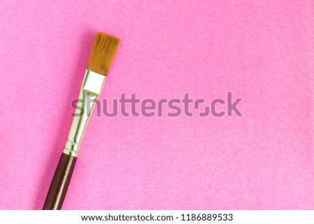 Artist paint brush flatlay with copy space for the text. Tool for creative work. Back to school.