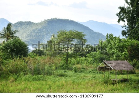 Wide angle image of panorama nature view of Amphoe Hot,Chiang Mai,the Northern of Thailand.