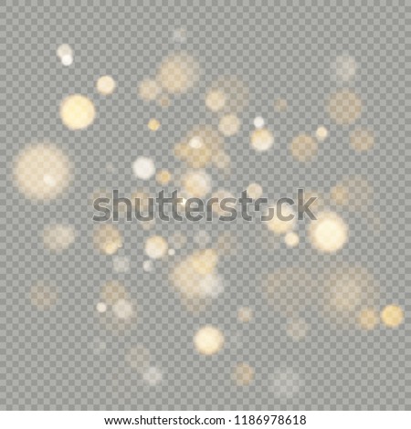Effect of bokeh circles isolated on transparent background. Christmas glowing warm orange glitter element that can be used. EPS 10 Royalty-Free Stock Photo #1186978618