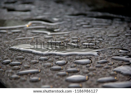 cool rain drops on the floor with shade of black shadow