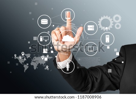 Businessman and internet and virtual reality concept