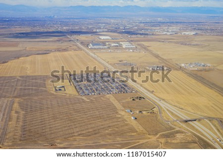 Aerial view of Denver city and the surrounding