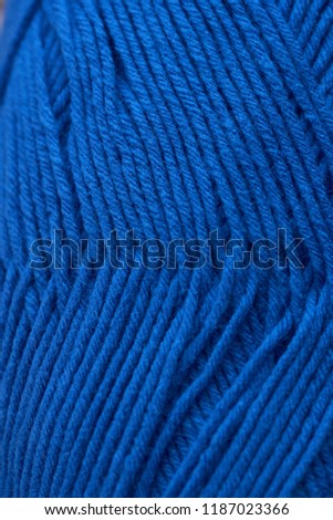 handmade knitting of blue wool