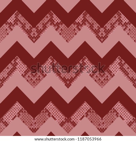 Snake skin pink and maroon zigzag seamless pattern. Animal stripe colorful repeat wallpaper for textile prints, backgrounds, wrapping.