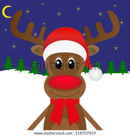Christmas reindeer in the woods