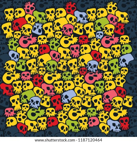 Skulls Halloween poster background. 