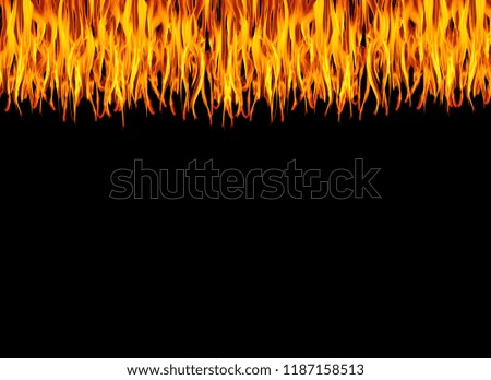 Digital flames along the top of a black background