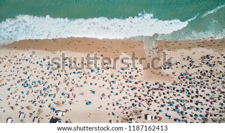 An place to relax and inspire the best lifestyle in  holiday s travel, dream beach aerial view of ipanema and arpoador in Rio de janeiro, brazil
