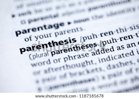 Close up to the dictionary definition of Parenthesis Royalty-Free Stock Photo #1187185678