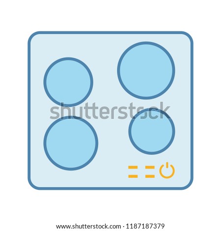 Electric induction hob color icon. Cooktop. Cooking panel, surface. Induction stove or built in cooker. Modern kitchen appliance. Isolated vector illustration