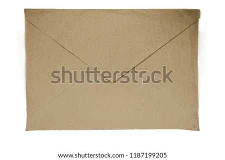 Very old beige envelope isolated on white background