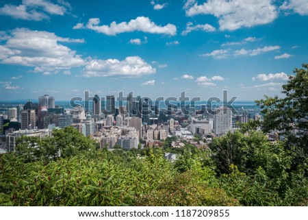 Montreal downtown. View from the top of Mont Royal.