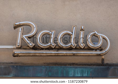Vintage neon tube sign (not illuminated) "Radio"