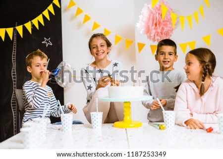 Children having birthday party