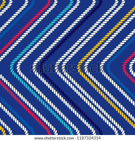 Seamless pattern with straight angles. Curved threads and ropes. Optical illusion of motion.