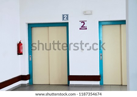 lift doors at a hospital no people stock photography stock photo