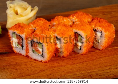 Japanese traditional roll with salmon 