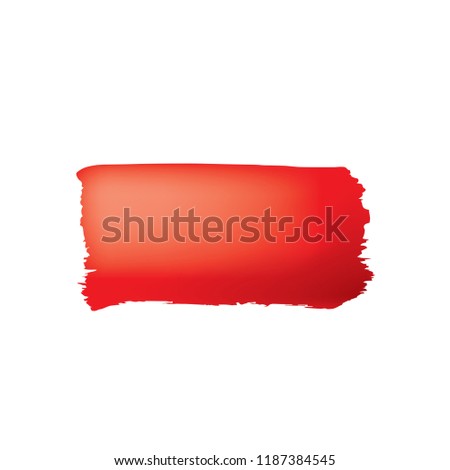 Brush stroke of red paint on white background.