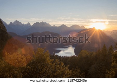 a pic from the alps with mountains rivers trees as landscape
