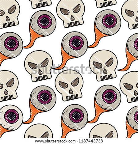 skulll eyes halloween comic pattern