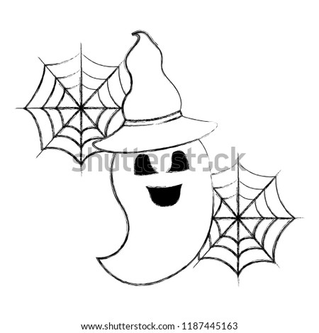 halloween funny ghost with hat celebration