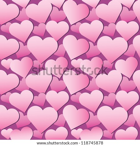 Seamless pink hearts pattern - vector illustration