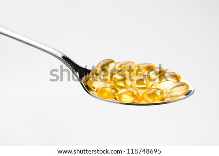 Cod liver oil on spoon