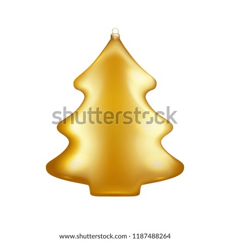 Gold Christmas toy fir tree. Vector illustration.