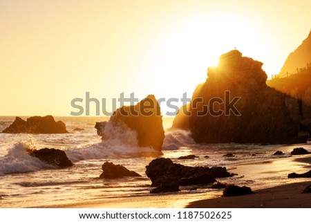 Beautiful sunset in El Matador Beach, California