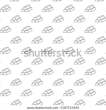 Unique digital gold ingots seamless pattern with various icons and symbols on white background flat illustration