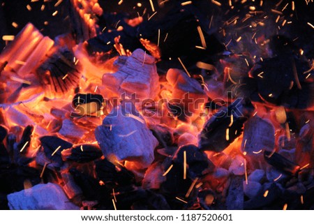 Burning Flames Between Coal Fire