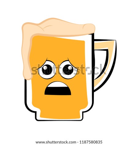 Colored sad beer mug icon