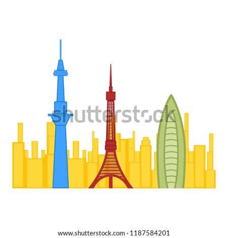 Colored cityscape of Tokyo