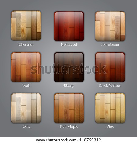 Set of icons with different types of wood textures Royalty-Free Stock Photo #118759312