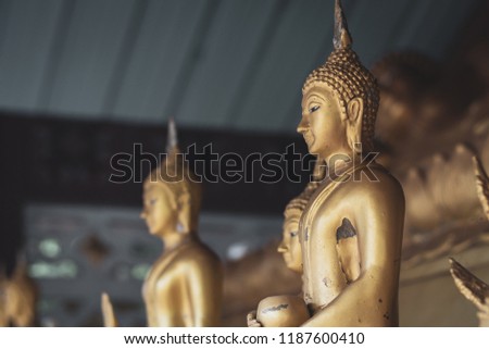 Selected focus Buddha statue , Visakha Puja Day.
