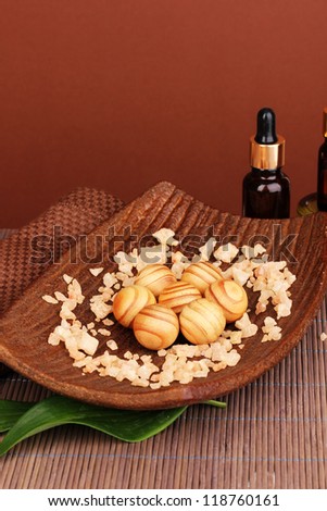 aromatherapy setting on brown background
