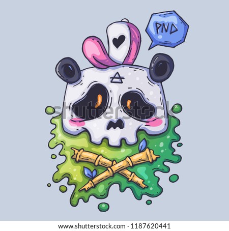 cute panda skull in a cap. Cartoon illustration for print and web. Character in the modern graphic style.