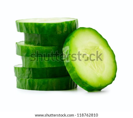 Sliced Cucumber in Stack isolated on white Royalty-Free Stock Photo #118762810