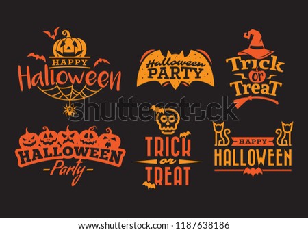 orange halloween typography, label, badge Royalty-Free Stock Photo #1187638186
