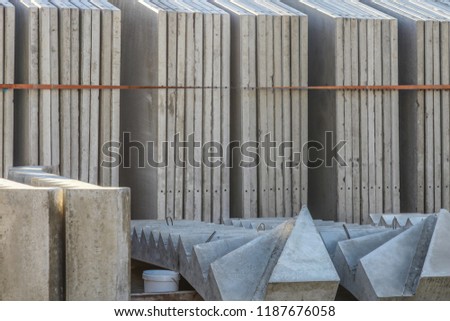 Precast concrete calls in rack on stockyard area of a precast concrete manufacturer