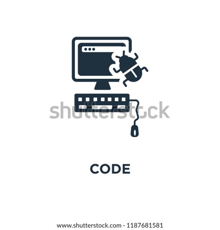 Code icon. Black filled vector illustration. Code symbol on white background. Can be used in web and mobile.