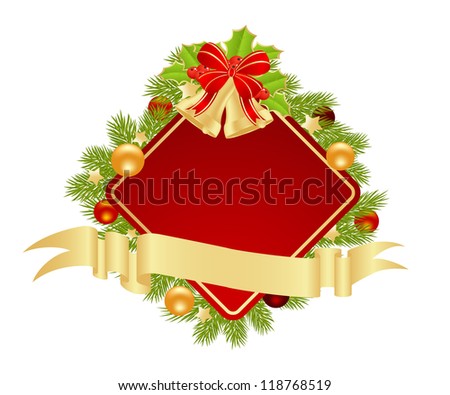Template Christmas card with christmas decorations. Vector illustration.